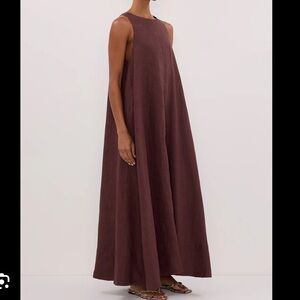 DISSH Isabelle Walnut Linen Midi Dress NWT Size US 8